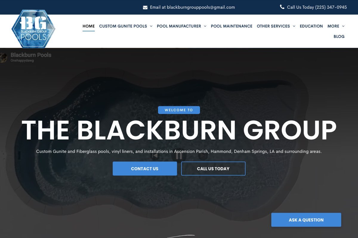 Kuvakaappaus sivustolta: Blackburn Group Pools