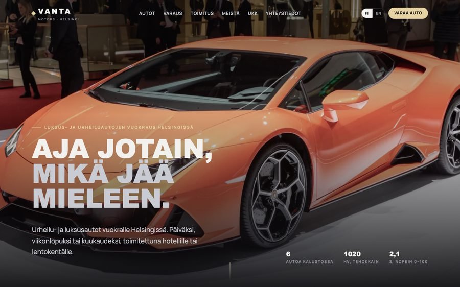 Kuvakaappaus sivustosta: VANTA Motors